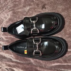 Madden Girl ASHLEE Glossy Black Lug Sole Loafer